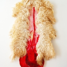 wall covering- Bron - felted from merino wool and Wensleydale sheepskin 70 x 150 cm.